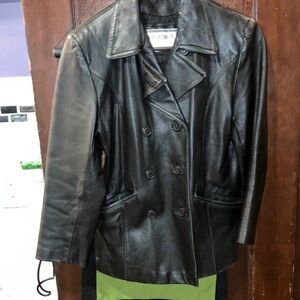 Savannah USA VINTAGE Double-Breasted Black Leather Jacket XL